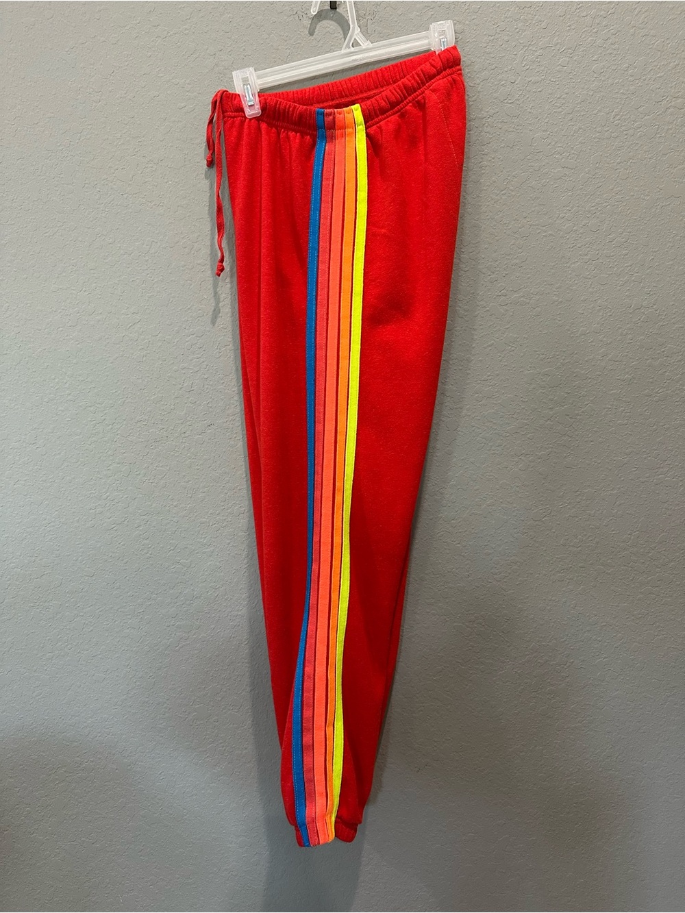 Aviator Nation 5 striped red jogger women’s Sz M